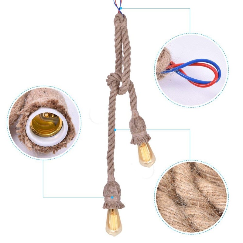 Rope Chandelier Pendant Light Ceiling Lamp E27 Base Lamp Cord