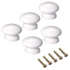 Mgoodoo 5PCS White Wood Knobs, 1.34'' Round Mushroom Wooden Knobs