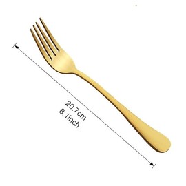 Maestro Craft Forks Pack of 6 Dinner Fork Cutlery Set Stainless Steel Kitchen 8 inches Forks Tableware - Table Forks Kitchen Cutlery Set - Silverware Set (Gold)