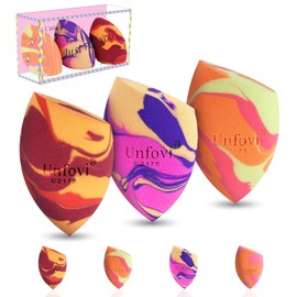 Unfovi Random 3Pcs Makeup Sponges from 4 Colors, Tricolor Fusion Beauty Shape Makeup Sponge for Foundation, Concealer, Powder Cream and Liquid Application (Blind Box)