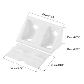 TA-VIGOR 100Pcs Plastic Corner Braces, Shelf Cabinet Door 90 Degree 4 Holes Angle Brackets 42 x 20 x 20 mm with Cover Cap for Reinforce Right Angle Corner Joints of Drawers Furniture