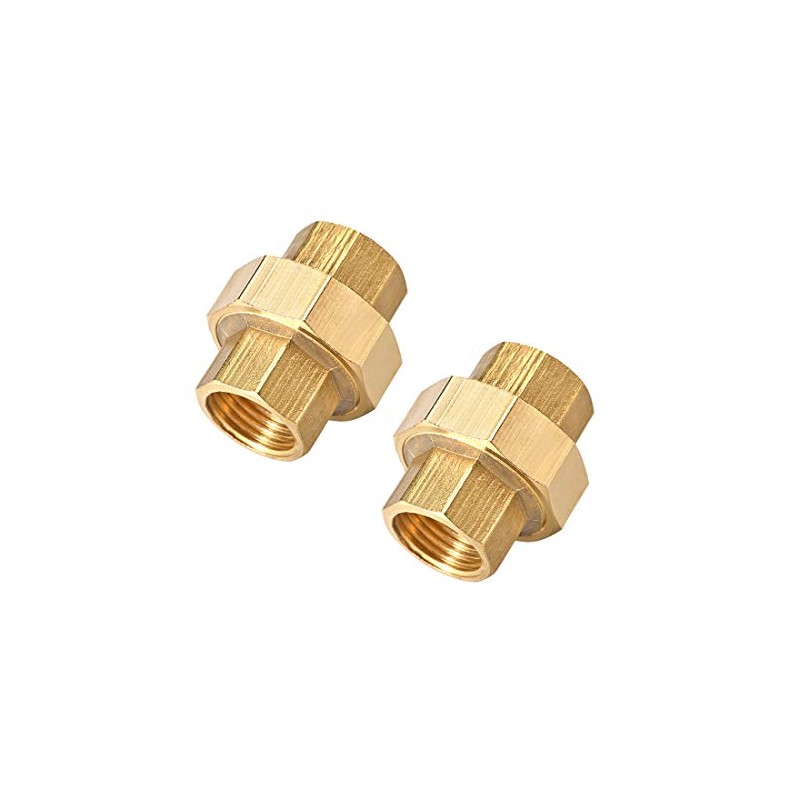 sourcing map Brass Pipe Union Connector Coupling 1/2PT Fitting with
