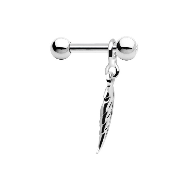 Body Candy 925 Silver Falling Feather Dangle Cartilage Earring