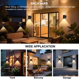 Livinlarge Solar Wall Light Outdoor,Wall Sconce Waterproof Up and Down Solar Lights Outdoor for House, Garage, Porch,Doorway (2 Pack)