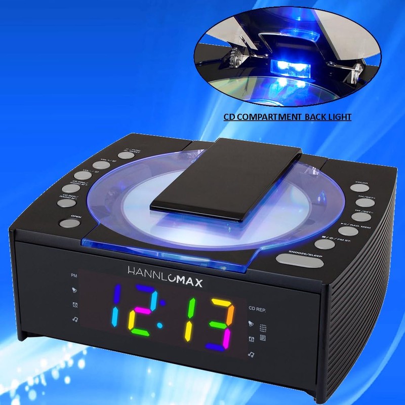 HANNLOMAX HX-336CD CD Player with Alarm Clock Radio, 1.2" RGB