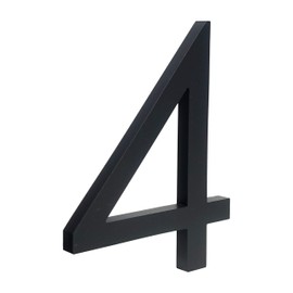 HASWARE Floating House Number 4 inch Stylish Door Numbers Alphabet Plaque Street Home Address Numerals (Small 4, Black)
