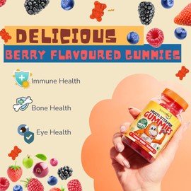 Sunvit-D3 Kids Multivitamin Gummies 3-12 - All Natural Flavors Kids Vitamins | Kids Chewable Multivitamins | 60 Daily Gummies Includes Vitamin-A, Vitamin-C, B6, B12, B5, Niacin, Iodine, Zinc & Biotin