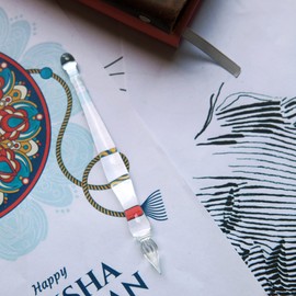 Handmade Glass Dip Pen Crystal Calligraphy Pen Signature Dipped Pen for Artist,Writing Drawing Decoration (Transparent)