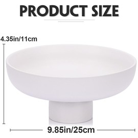 QIANLING Modern Large Decorative Bowl - White Fluted Pedestal Bowl, Multi-Functional Fruit Bowl, Key Bowl, Candy Dish, Ideal for Entryway Table, Kitchen Counter, Living Room, Coffee Table Decor