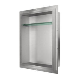 CKB Shower Niche Stainless Steel, 18 Inch x 14 Inch x 4 Inch Depth, Double-Layer Storage Shelves, Recessed Shower Shelf with Brushed Nickel