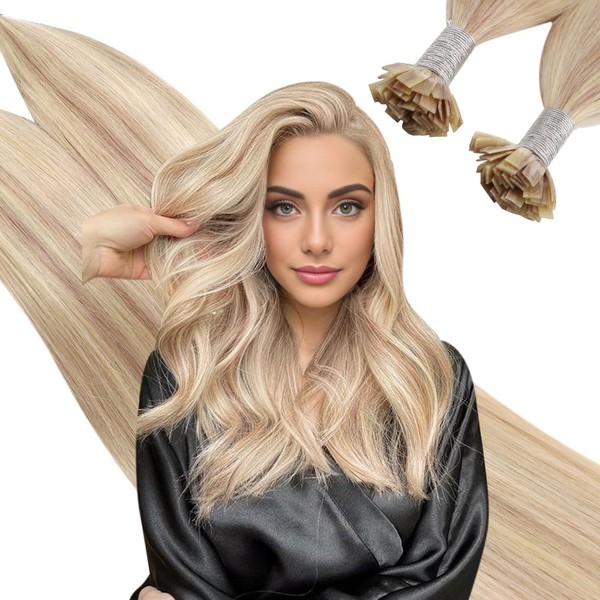 Ugeat Flat Tip Hair Extensions Human Hair Hot Fusion Keratin