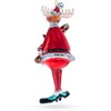Chubby Moose with Candy Cane Blown Glass Christmas Ornament
