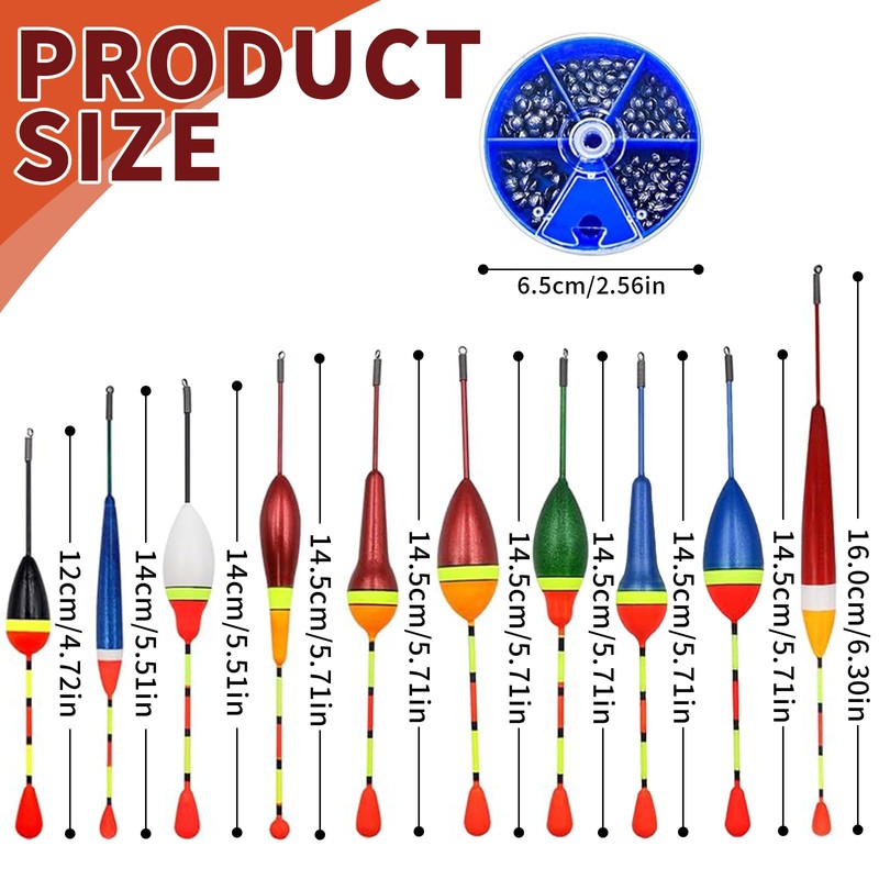 YCHYAN 10 Piece Float Fishing Set, Float for Fishing Set,