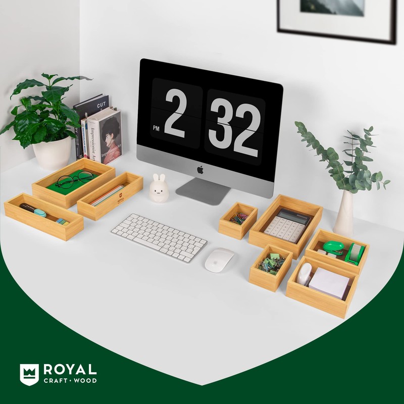 ROYAL CRAFT WOOD Bamboo Jewelry Organizer Box & Chests Set