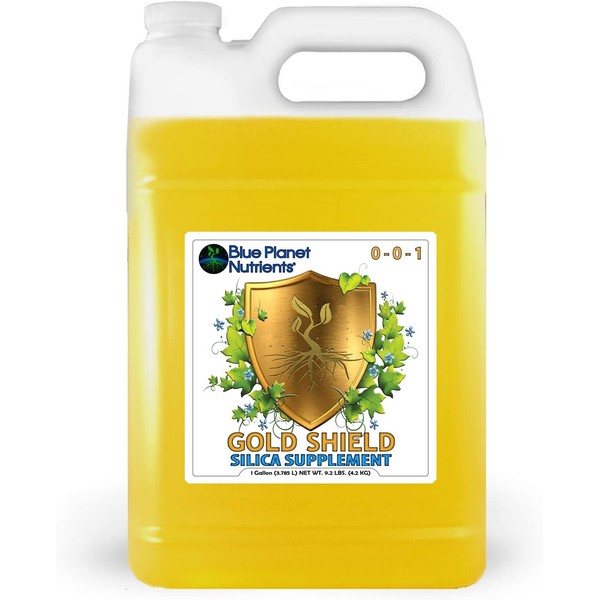 Gold Shield Silica Supplement for Plants (1 Gal/128 oz) Ultra Concentrated | Makes UP to 3,700 GALLONS | Strengthens & Protects Plants | for All Plants & Gardens | Made in USA | Blue Planet Nutrients