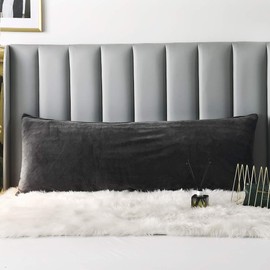 uwkcy Velvet Body Pillow Cover/Case with Hidden Zipper,Flannel Zippered Warm Body Pillowcase (Charcoal Grey, 20x54 inch/51x13cm,1-Piece)