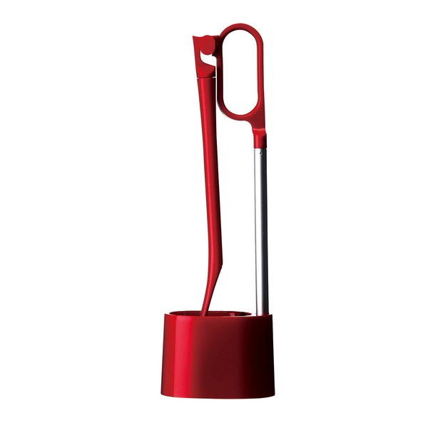 Nippon Clintec Ka: z Clean Toilet Brush & Stand R, Red, Width 3.7 inches (9.5 cm), Total Length 18.1 inches (46 cm), Case with Handle, Reaches the Back of the Border, Easy to Clean Drain