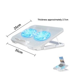 Laptop Cooling Pad with 2 Fans,About 1400 RPM Laptop Cooling Mat,Ultra-Quiet Dual Fan Cooling System with Adjustable Height,Prevents Overheating for Smooth Performance and Long-Term Use