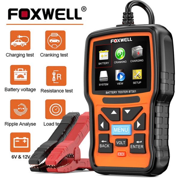 FOXWELL BT301 Car 6V 12V Battery Tester Battery Cranking Charging
