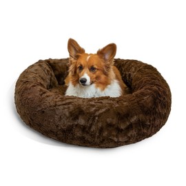Best Friends by Sheri The Original Calming Donut Cat and Dog Bed in Lux Fur Dark Chocolate, Medium 30"