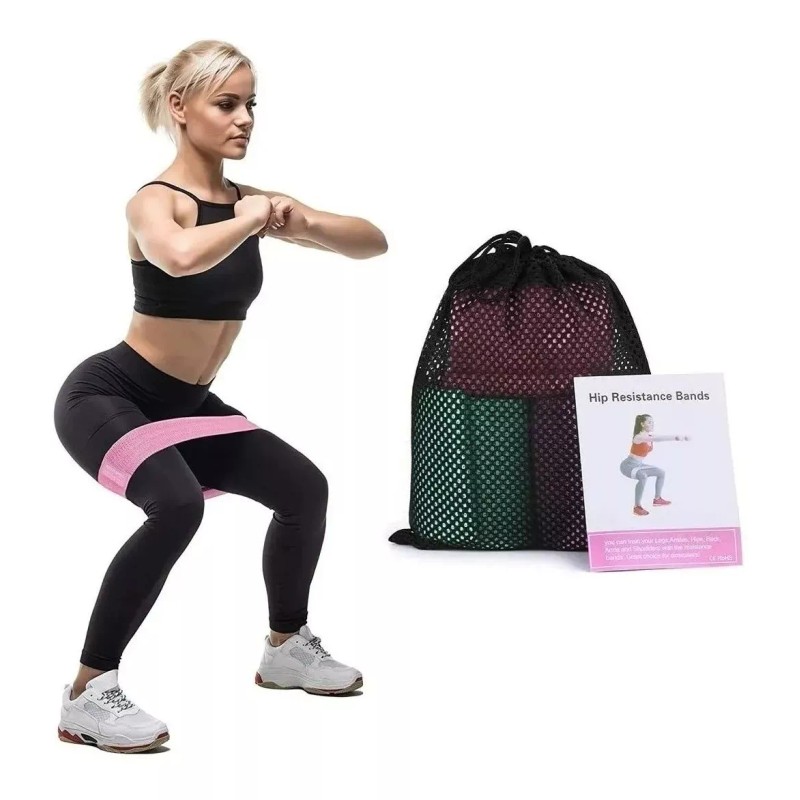 Blandar 3 Banda Elástica Liga De Resistencia Pilates Cadera Glúteo