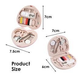 IUSOT 2Pcs Mini Sewing Kit, Travel Handbag Household Essentials Portable DIY Emergency Sewing Repair Supplies with Heart Shaped Storage Case, Needles, Cotton, Buttons, Pins, Thread, Scissors