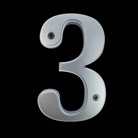 Unique 5-Inch High Acrylic House Numbers - Rustproof & Anti-fade Mailbox Number/Float or Flush Mount - Enhance Home Address Visibility/Silver Finished/Number 3