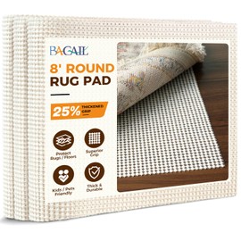 BAGAIL BASICS Round 8 FT Rug Pad Gripper for Hardwood Floors, Non Slip Rug Pads for Area Rugs, Extra Thick Under Rug Padding, Protect Your Rugs & Floors