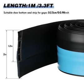 Nuanchu 3 Pcs Door Draft Stopper Adjustable Weather Stripping Door Seal Under Door Sweep for Exterior and Interior Doors, Under Door Gap Filler Door Bottom Seal Blocker Noise, 2" W x 39" L, Black