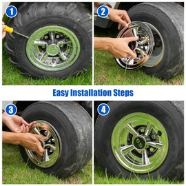 8 inch Stainless Steel Golf Cart Hub Caps (Set of 4) - Rust-Proof SS Chrome Wheel Covers, Snap-On Design for Yamaha, EZ-GO, Club Car | Universal Fit & Weather-Resistant Accessories