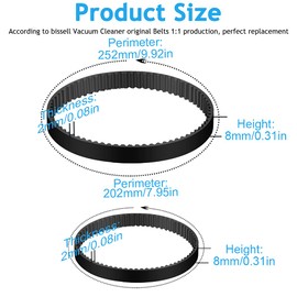 MULTIM Replacement Belts Set Compatible with Bissell ProHeat 2X Revolution Pet Pro Cleaner, Fits Models 1986,1964,2007,2007P, Replace Part Number 1611129 & 1611130 (2 Pack)