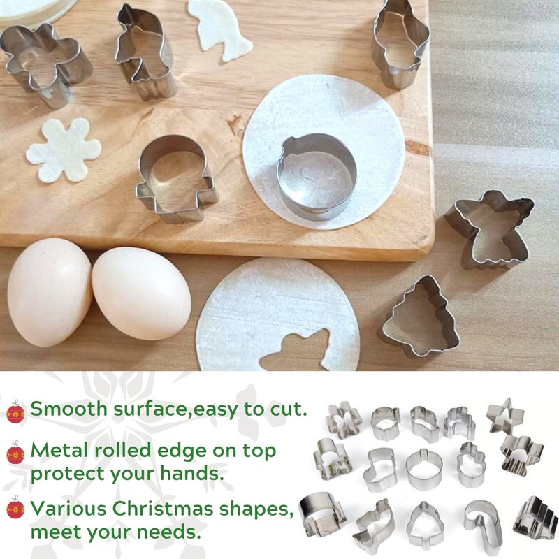 Mini Christmas Cookie Cutters Set 15 Pieces Stainless Steel Cookie