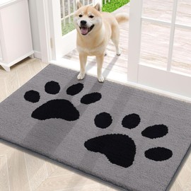 Arotive Indoor Door Mat, 20" x 30" Absorbent Dirt Resist Washable Front Back Door Mat, Non-Slip Low-Profile Dog Paws Entrance Doormat, Durable Inside Floor Mats for Entryway, Grey