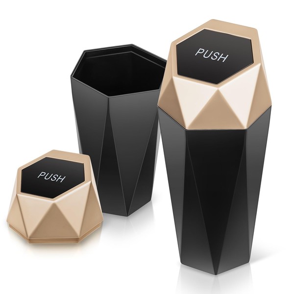 Auto Dynasty Car Trash Can with Lid, Pack of 2