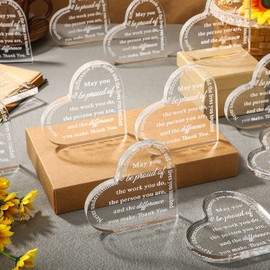 Geelin 12 Pcs Christmas Coworker Employee Appreciation Gift Thank You May You Be Proud Retirement Plaque Gift Inspirational Acrylic Trophy Award for Teacher Volunteer Colleague Keepsake(Classic)