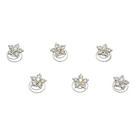 SAMKY Set of 6 Flower Blossom Crystal Hair Twister Pins H034
