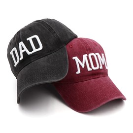 Rivanoer Mom and Dad Hats Fathers Day Dad Gifts Hat for Mom and Dad Embroidered Adjustable Baseball Caps for Couples Parents