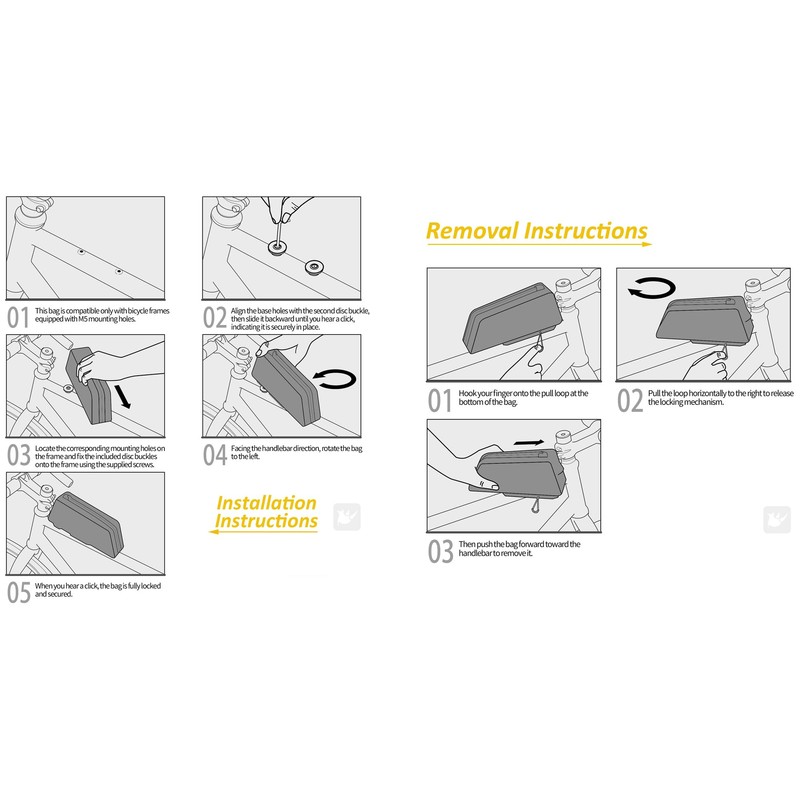 Rhinowalk Bike Top Tube Bag, Quick-Release System, Waterproof 600D TPU