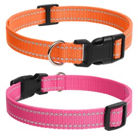 PaiPaitek Replacement Training Shock Collar Compatible with E Collar Strap, 3/4 inch Adjustable Reflective Dog Collar with Metal D-Ring, Set of 2