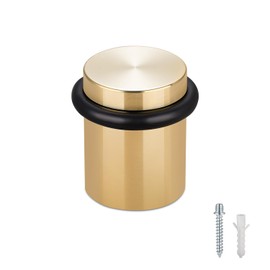 TOPTAKE - Tope de Puerta de Piso - Tope de Puerta Elegante de Acero Sólido Moderno de Servicio Pesado - Tornillo de Anclaje de Montaje en Piso - Protector de Pared para Puerta Comercial (Dorado, 1.5