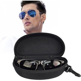 Zipper Eye Glasses Sunglasses Hard Case Storage Box Holder Portable Protector,Zipper Hard Shell Box With Clip (1)