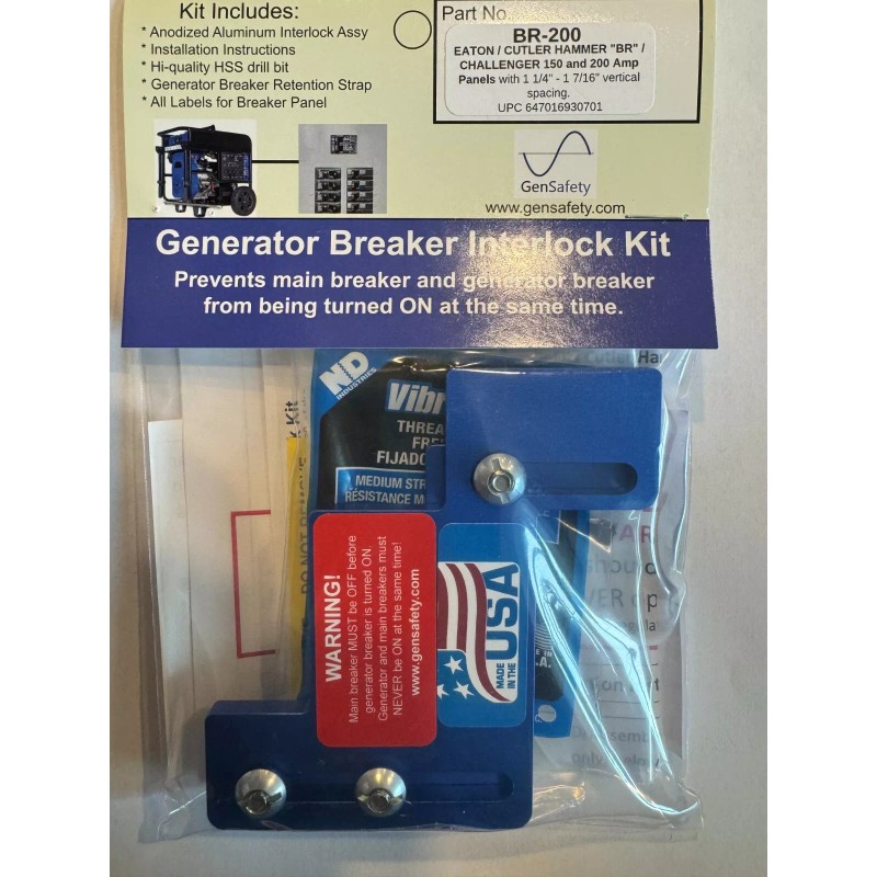 GenSafety BR200 Generator Interlock Kit Eaton / Cutler Hammer or