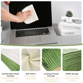 Buowinixi Paperless Towels Washable,Reusable Paper Towels,100% Cotton Reusable Cleaning Cloth,10"x12", Dish Cloths for Cleaning or Drying Dishes(10, Green)