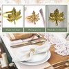 White Satin Napkins and Gold Maple Leave Napkin Rings Set