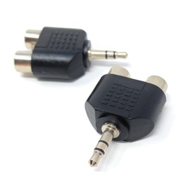 DRUT 2pcs 3.5mm Stereo Jack Plug to Twin RCA Phono Mono Splitter or Combiner Audio Adapter (Silver Black)