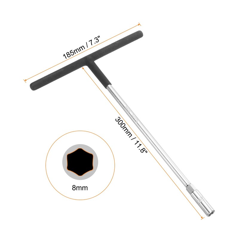 sourcing map T-Handle Metric Socket Wrench 8mm CR-V 6-Point Hex