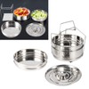 Steamer Pot with Folding Handle, Stackable 3 Tier Stainless Steel