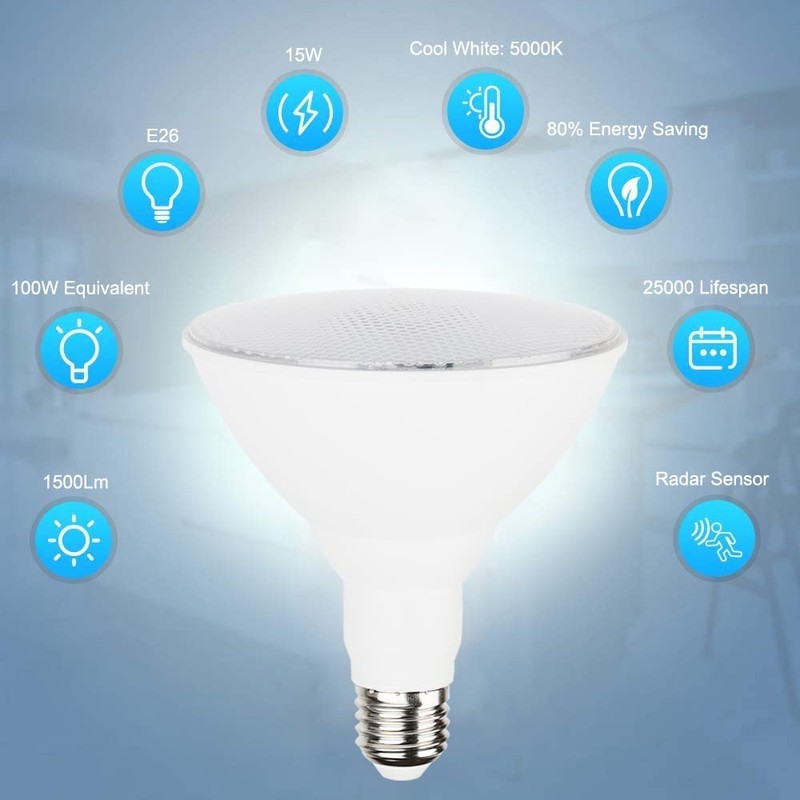 U4GLORY Radar Motion Sensor Light Bulbs - Par38 15W (100W