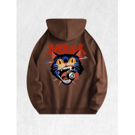 Bad Luck Cat Graphic Hoodie 100% Cotton US Warehouse 7 ColorsColor: Brown, Size: 2 XL