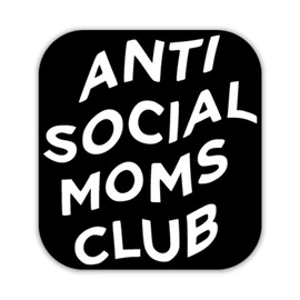 Anti Social Moms Club Vinyl Decal Sticker for Cars Trucks Windows Bumpers Walls Laptops Skins - 5 Inches at Largest Point - White on Black Background - KCD3452